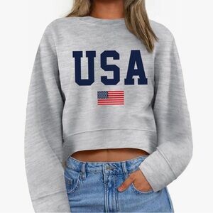 Gray USA Graphic Women's cropped sweatshirt